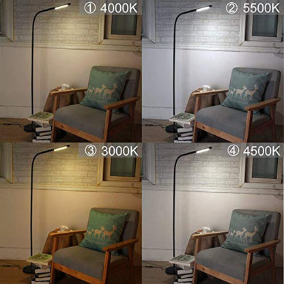LIGHTEU, LED Floor Lamp 6 W Touch Sensor Switch, Floor Lamp Modern and Simple Style, Continuous Dimming, Long Adjustable Arm for Sofa/Office Reading,