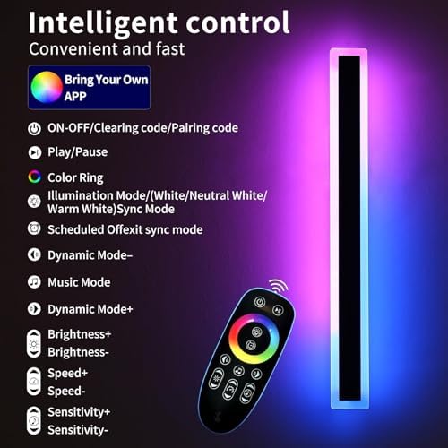 Mikeru RGB Outdoor Wall Lights Mains Powered, 80CM Modern Long RGB Wall Light 2Pack Dimmable 10% to 100% Contemporary Remote Control Xmas Lights 7 Colors Change for Garden, Patio