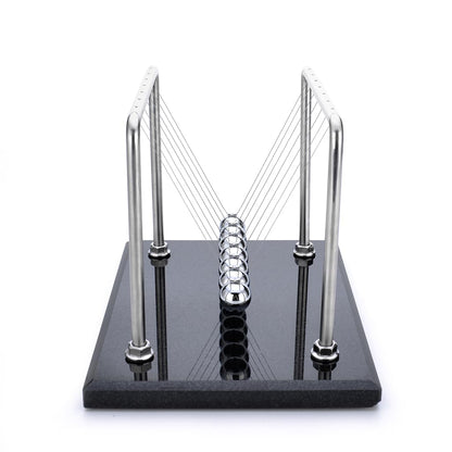 CERROPI Newton Cradle Balance Balls, 7 Ball Newton Swing, Decorative Physics Gadget for Desk, Marble Base, 11 inch, 50+ Sec Swingtime