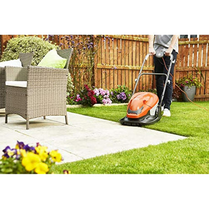 Flymo EasiGlide 300 Hover Collect Lawn Mower - 1700W Motor, 30cm Cutting Width, 20 Litre Grass Box, Folds Flat, 10m Cable Length, Orange and Grey