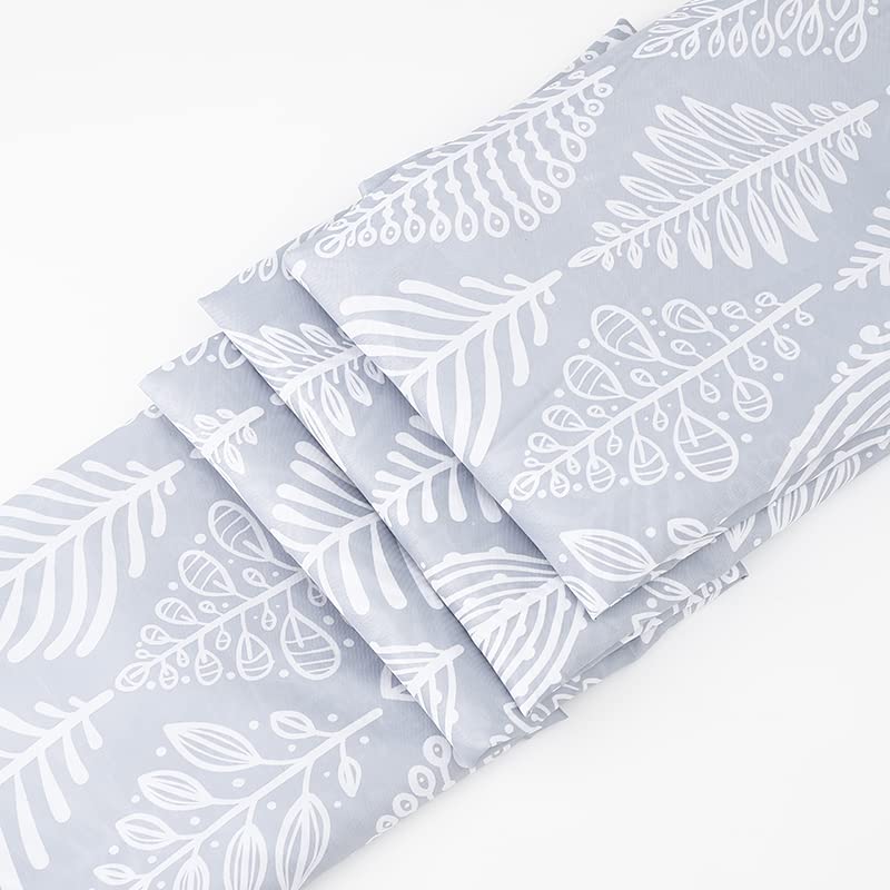 VIROSA Grey Leaf Shower Curtain for Bathroom Anti Mould, Mildew Resistant | 180 x 180 cm (71 x 71 Inch) | Water Repellent Fabric | 100% Polyester