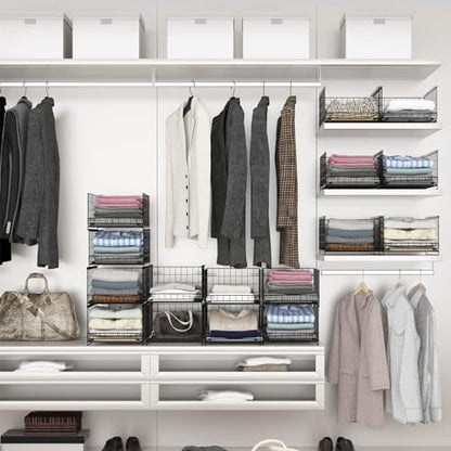 Wuciray Pack of 4 Wardrobe Storage Organiser Clothes Organiser For Wardrobe Clothes Deep Drawer Storage Boxes For Wardrobe Stackable Closet Storage