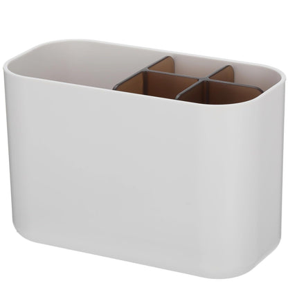 Wall Mounted Toothbrush Holder, Multifunctional Bathroom Storage Organizer Box with Removable Divider, No Drill Installation for Cosmetics