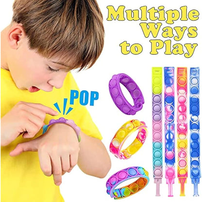 Amyang 40Pcs Party Bag Fillers for Kids - Pop Bracelet Fidget Toys,Bubble Bracelets Sensory Party Favours Set for Kids Boys Girls Toddlers Christmas Party Favors Stocking Stuffers Gifts