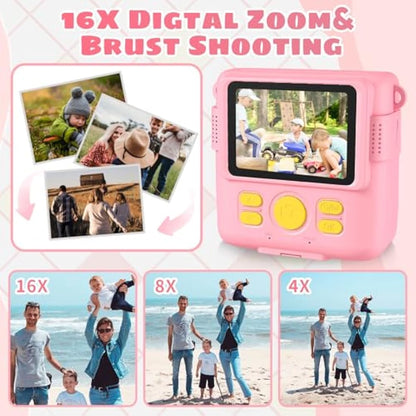 Kids Instant Print Camera, 1080P HD Digital Camera with 32G TF Card & Color Pen, Portable Toy Birthday Gift for 3-10 Year Old Girls