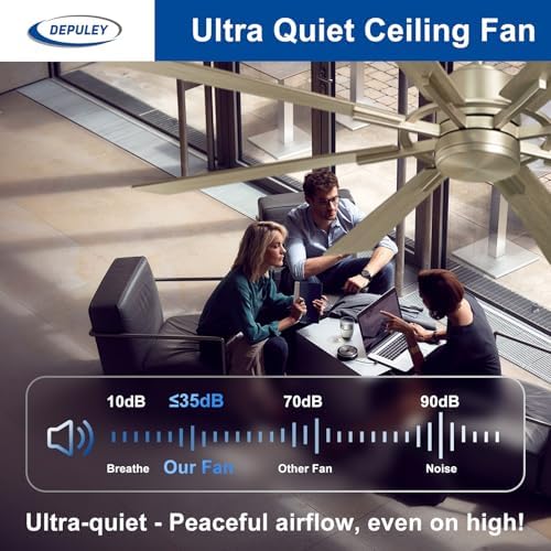 Depuley Ceiling Fan Without Light: 60 Inch Big Fan with Remote Control for Patio Porch - Grainy Fan for Indoor - Large Farmhouse Fan Reversible 8 Blade Quiet DC Motor