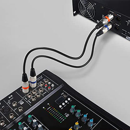 4 Pack 3 Pin DMX Cable - 3m/10ft Female to Male XLR, Mic Leads for Stage Lights or DJ Mixer System