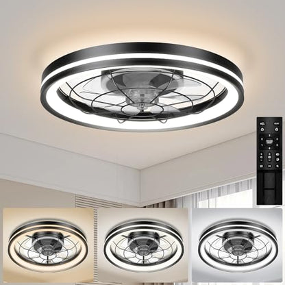 Airwit 48cm Silent Ceiling Fan with Light and Remote Control, Dimmable Lamp Ceiling Fan Modern with DC Reversible Motor, Chandelier Fan for Bedroom,