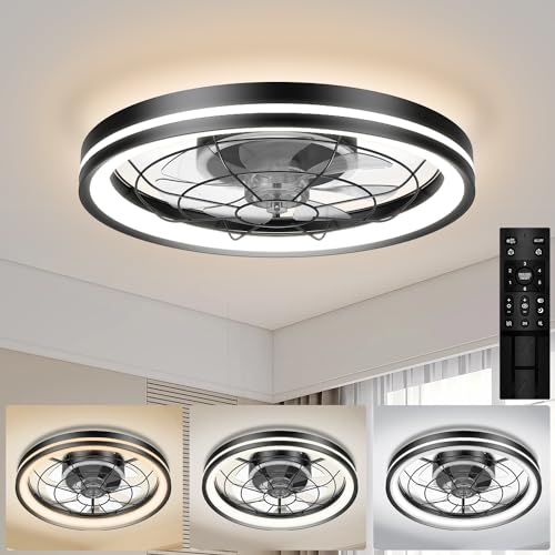 Airwit 48cm Silent Ceiling Fan with Light and Remote Control, Dimmable Lamp Ceiling Fan Modern with DC Reversible Motor, Chandelier Fan for Bedroom,