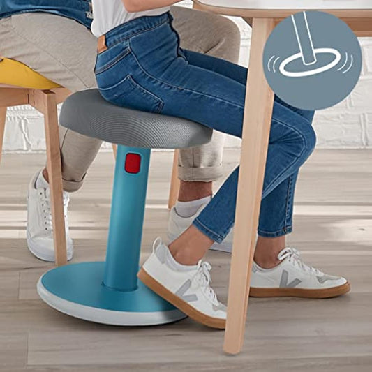 Leitz Active Sit Stand Stool, Ergonomic Height Adjustable 46cm To 79cm Wobble Stool, Round Swivel Office Desk Chair/ Stool, Ergo Cosy Range, Calm Blue, 65180061