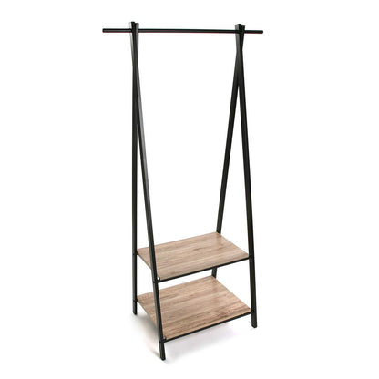 Versa Alz Coat rack stand, Freestanding entryway organiser, Measurements (H x L x W) 150 x 45 x 75 cm, Metal and Wood, Colour Brown and Black