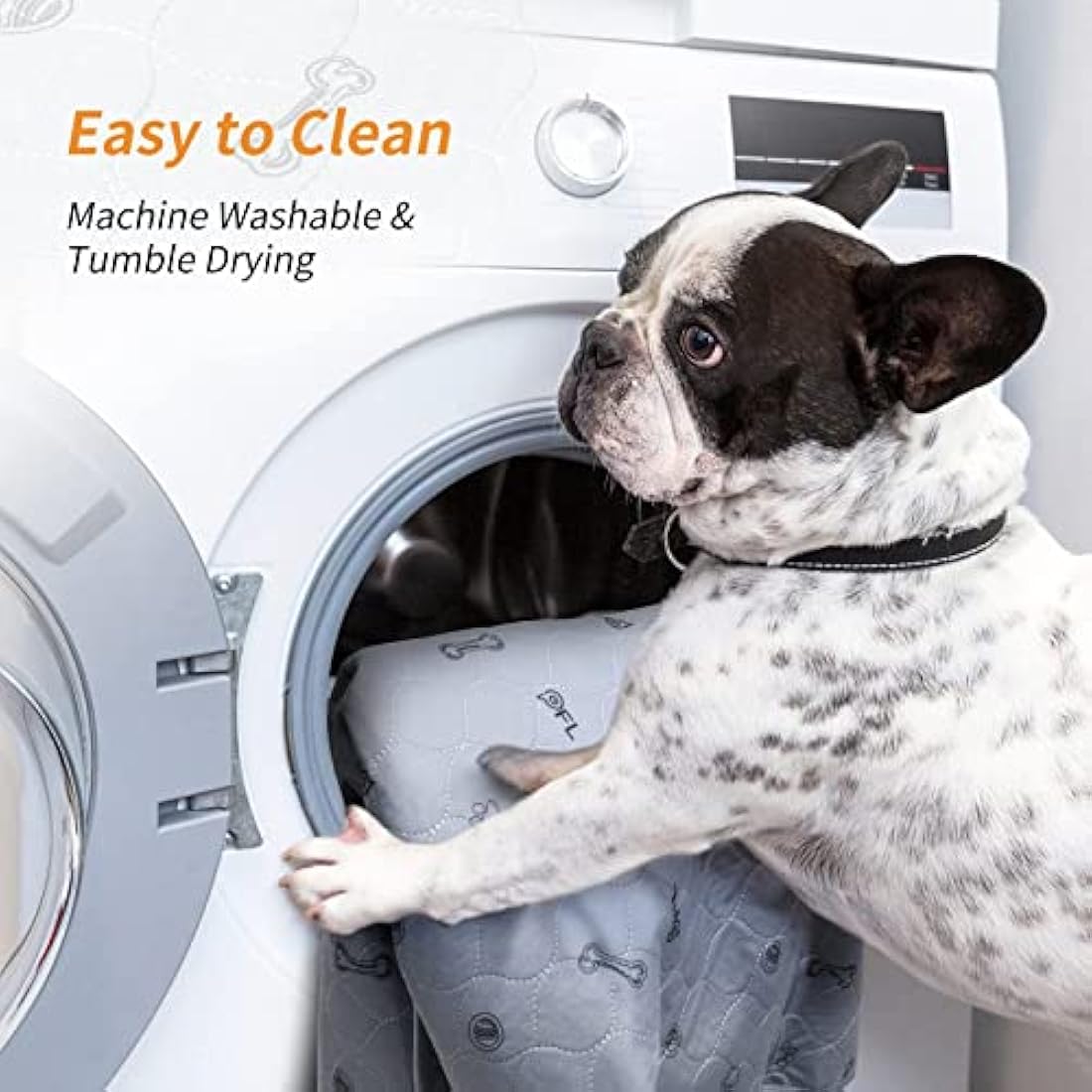 Washable Dog Pee Pad 182x182 Extra Large, Fast Absorbent Reusable Puppy Pads, Waterproof Pet Training Pads with Bone Print,Non-Slip Whelping Pad for Dog Playpen, Incontinence, Housebreaking