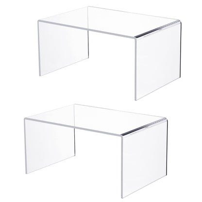 2 PC Extra Large Clear Acrylic Risers, Acrylic Display Risers Shelf Showcase Fixtures for Jewelry, Display Stand for Amiibo Funko POP Figures