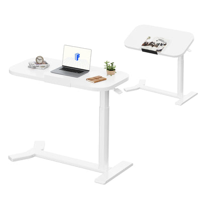 FLEXISPOT Overbed Table with Wheels, Adjustable Height Bedside Table, Rolling Laptop Desk for Bed Sofa, Small Standing Desk 75 x 40 cm