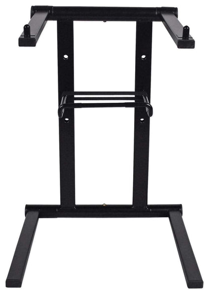 Rockville RLS2400 Lightweight Folding DJ Laptop Stand, Adjustable Height, Extra Shelf, Travel Bag, for DJs and Mobile Performers