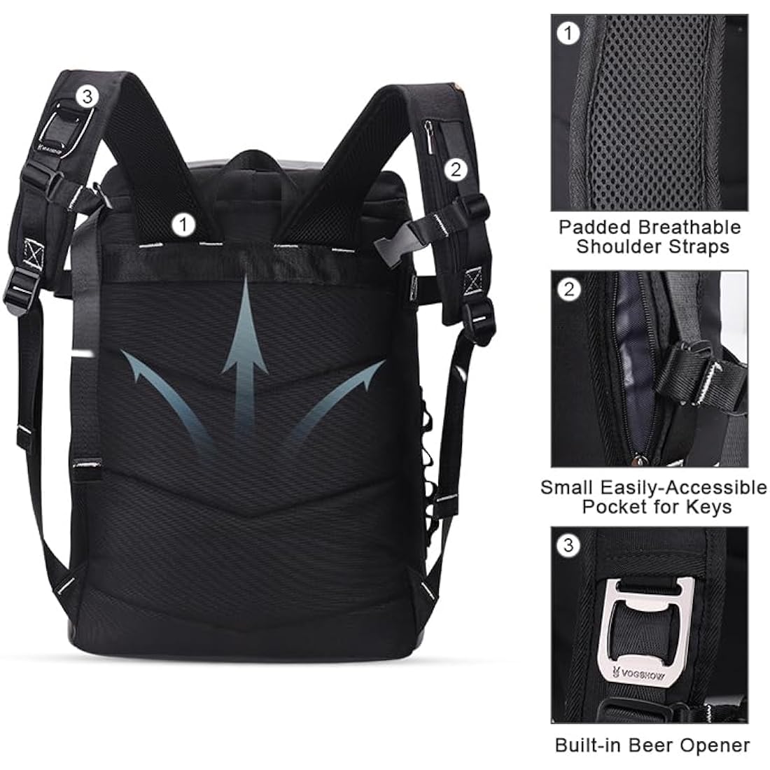 Vogshow 30L Cooler Bag Picnic Backpack Large Capacity Waterproof Cool Bag Rucksack Leakproof Insulated Backpack Cooler for Camping, Party, BBQ, Family Outdoor, Shopping, Beach, Fishing