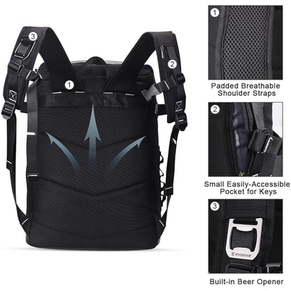 Vogshow 30L Cooler Bag Picnic Backpack Large Capacity Waterproof Cool Bag Rucksack Leakproof Insulated Backpack Cooler for Camping, Party, BBQ, Family Outdoor, Shopping, Beach, Fishing
