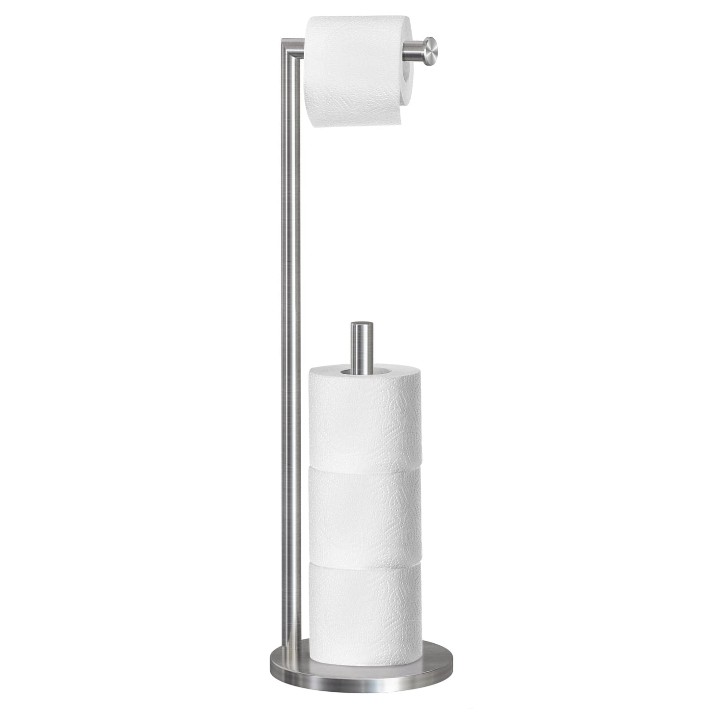 Topsky Free Standing Bathroom Toilet Paper Holder Stand for 3-4 Jumbo Rolls, Stainless Steel Rustproof Spare Tissue Paper Roll Dispenser Storage with