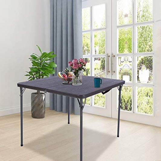 REDCAMP 34" Folding Card Table with Folding legs, Lightweight Portable Fold in Half Square Picnic Garden Table for Adults Indoor Outdoor Game Bridge Dining, Brown