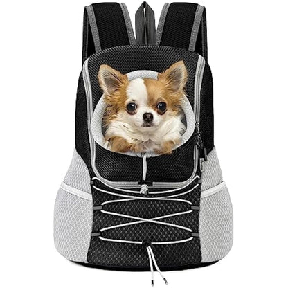 Pawaboo Pet Dog Carrier Backpack, Puppy Dog Travel Carrier Front Pack for Small Medium Dogs Cats, Adjustable Breathable Dog Carrying Backpack with Safety Strips for Hiking Travel Outdoors, Black M