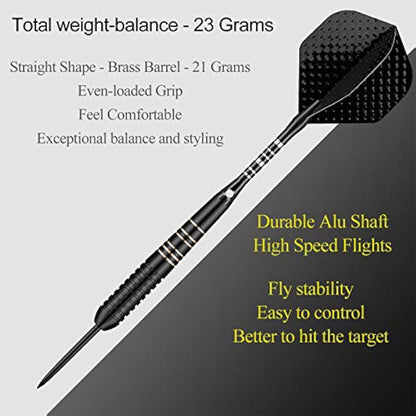 sanfeng Professional 3 Pack 22g, 23g, 24g, 27g Steel Tip Darts Set With Darts Stems Flights + 50pcs Rubber O-Rings + 12pcs Spring Rings + 1pcs Dart Sharpener Tool for Dart Board