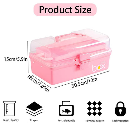 3 Layers Art Storage,Medical Box,Plastic Craft Storage Boxes with Compartments,Craft Box Storage Caddy,Art Storage Box,Craft Organiser for
