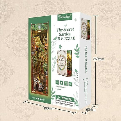 Tonecheer DIY Book Nook Kit Wooden Model Kit 3D Puzzle for Adults to Build Miniature House Kit Dollhouses Miniature House Kit Craft Kit with Light Christmas Birthday Gifts(The Secret Garden)