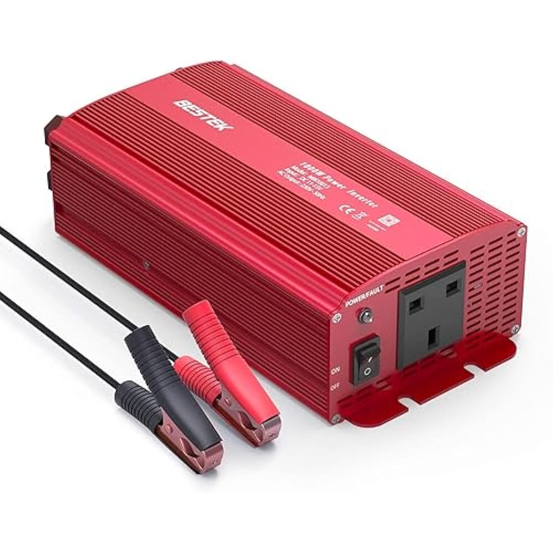 BESTEK 1000W Power Inverter 12V to 240V 230V Voltage Converter with Car 10-gauge Terminal Connection Wire for Battery