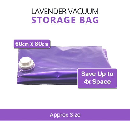Lavender Vacuum Storage Bag – 60 x 80cm – Reusable Space Saver with Zip Seal & Scented Airtight Closure – Mould, Moisture & Moth Resistant