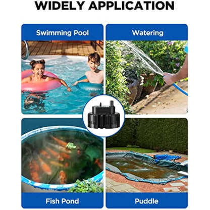 Lnicez 𝟯𝟬𝟬𝟬𝐋／𝐇 Submersible Water Pump, Powerful Portable Water Pump(75W) with 5m Drainage Hose & 7.5m Upgraded Power Cord for Swimming Pools, Fish Tank, Pond,3 Nozzles