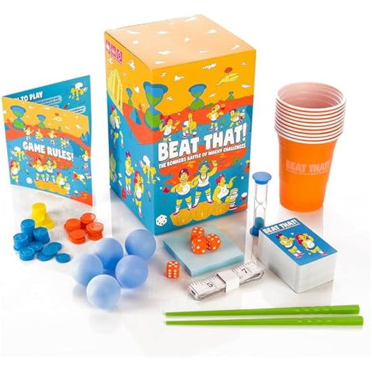 Gutter Games Beat That Game - The Bonkers Battle of Wacky Challenges - Family Games for Kids and Adults - Card and Board Game, Encourages Fun, Creativity, and Memorable Moments in Parties - Main