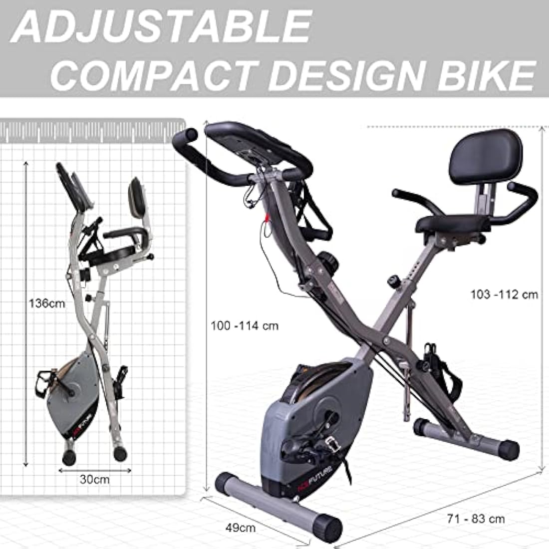 AceFuture 4-IN-1 Exercise Bikes for Home Use, Folding Indoor Stationary Cycling Bike with Arm/Leg Workout Bands,16 Levels Magnetic Resistance Fitness Bicycle with Hand Pulse and Phone/Tablet Holder