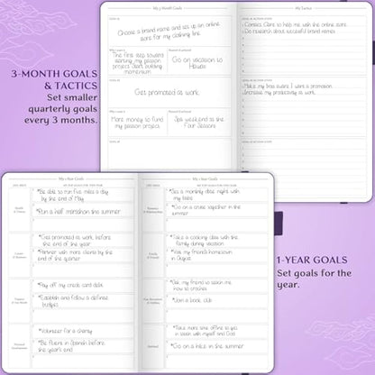 Legend Planner Hourly Schedule – Weekly & Daily Organizer with Time Slots. Appointment Book Journal for Work, Undated, A5 (Purple)