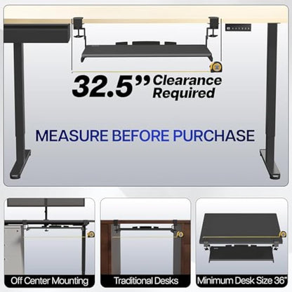 VIVO Large Height Adjustable Under Desk Keyboard Tray, C-clamp Mount System, 27 (33 Including Clamps) x 11 inch Slide-Out Platform Computer Drawer for Typing, Black, MOUNT-KB05HB