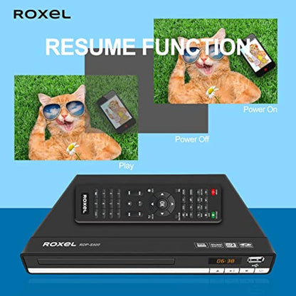 Roxel RDP-S500 DVD Player with HDMI Cable for TV, Multi Region DVD Player with USB Port, Remote Control, CD Player with FULL HD HDMI and RCA Port