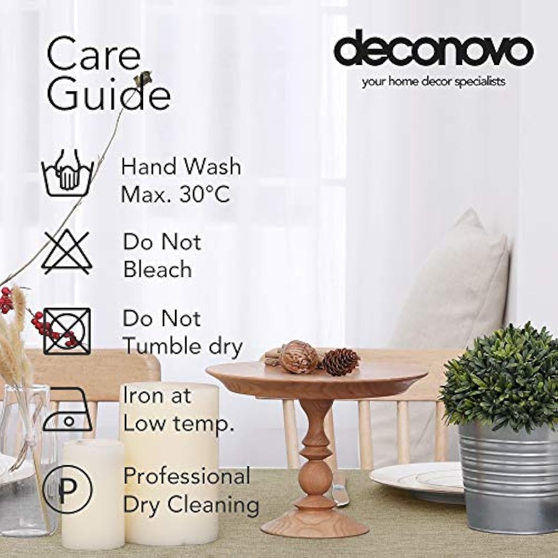 Deconovo Faux Linen Rectangle Tablecloth Fabric Water Resistant Table Cloth for Outside 52x90in(132x229cm) Linen