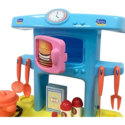 Smoby Mi Cocina Peppa Pig Ecoiffier Children's Kitchen with 13 Accessories, 100% Official License, Boys Girls from 18 Months (1711), Multicoloured, 60.5 x 42.7 x 24.6