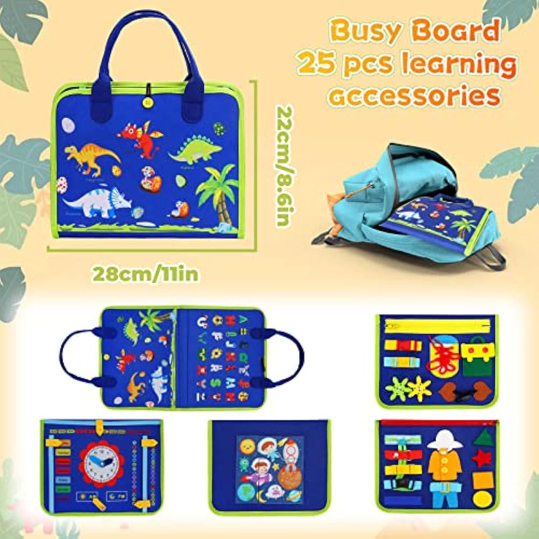 Montessori Toddler Busy Board - Sensory Toys for 1-4 Year Olds - Activity Board for Boys & Girls - Autism Motor Skill Development