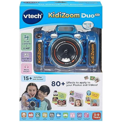 VTech KidiZoom Duo FX, Kids Camera with Colour Screen, 8MP, Photos, Selfies & Videos, AR Filters, 20 games, 75 photo & video effects, filters & frames, for Infants aged 3, 4, 5, 6, 7 + years, Blue