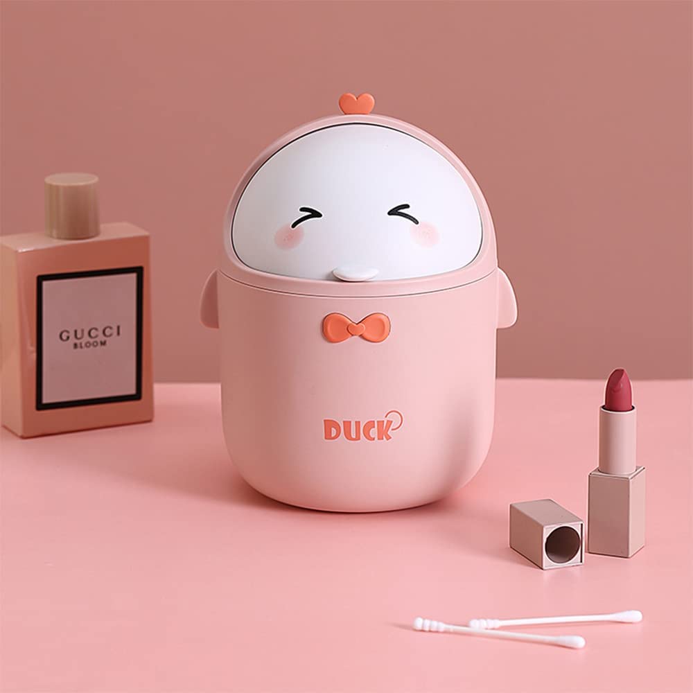 TOGHPUW Desk Bin, Mini Trash, Cute Small Waste Bin, Deskbin with Lid, Suitable For Office, Bedroom, Children'S Room (pink)