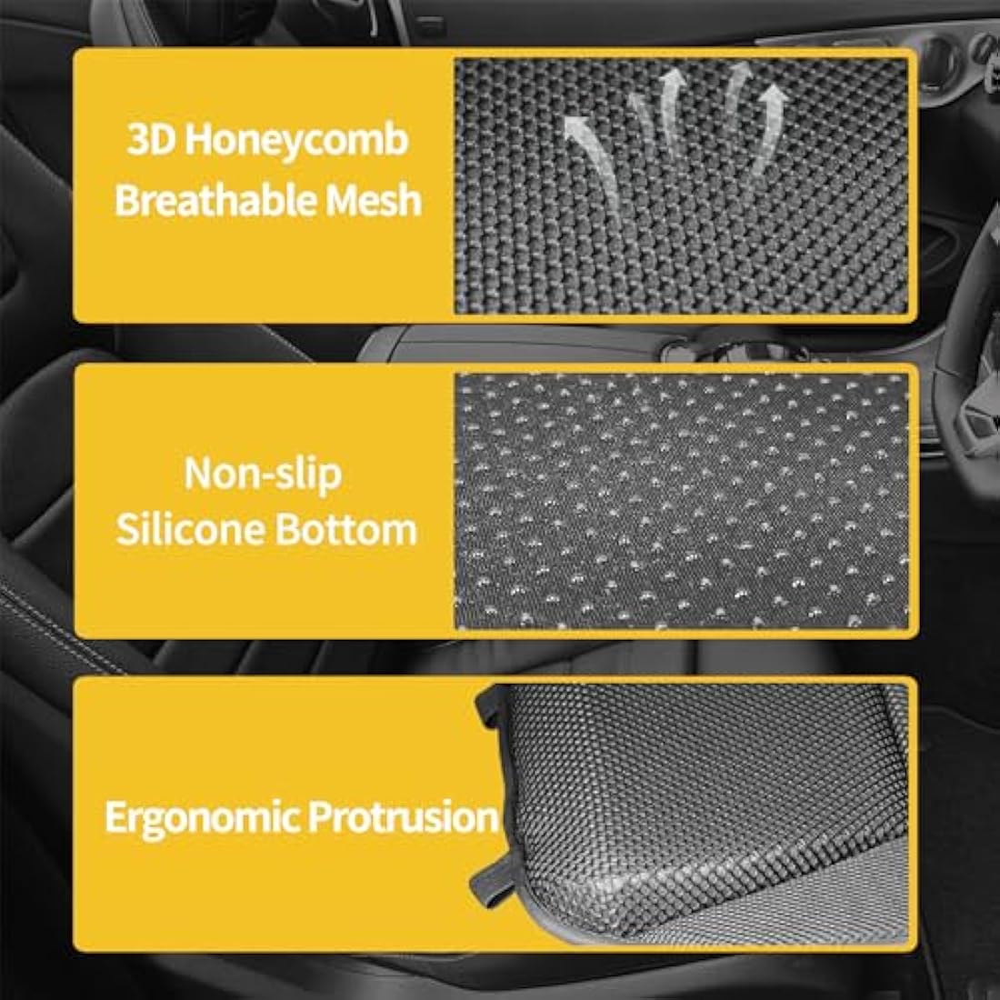 OLYDON Wedge Car Seat Cushions for Driving - Memory Foam Car Seat Cushion for Short People - Sciatica & Lower Back Pain Relief - Road Trip Essentials for Drivers（4" thickness）