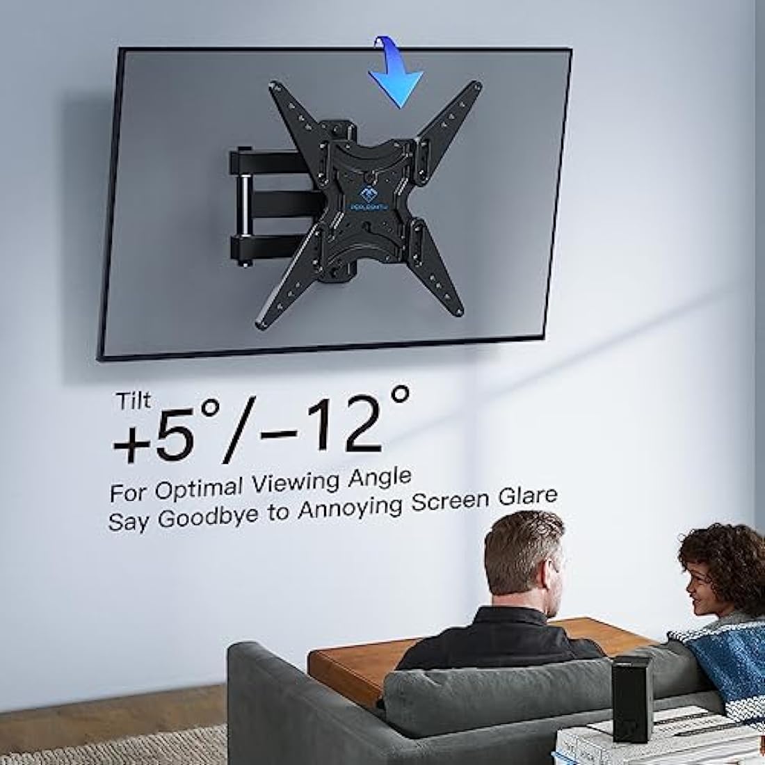 PERLESMITH TV Wall Bracket Swivel Tilt Extend, Universal Wall Mount for 26-60 Inch Flat/Curved TVs, Adjustable TV Brackets Hold up to 35 KG Max.VESA 400x400 mm
