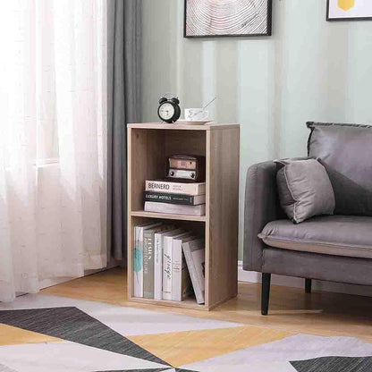 ETNIC ART Double Cube Furniture Storage Bookcase Shelf Oak 35 x 30 x 70 cm MDF Wood Shelf Design Office Entrance Living Room