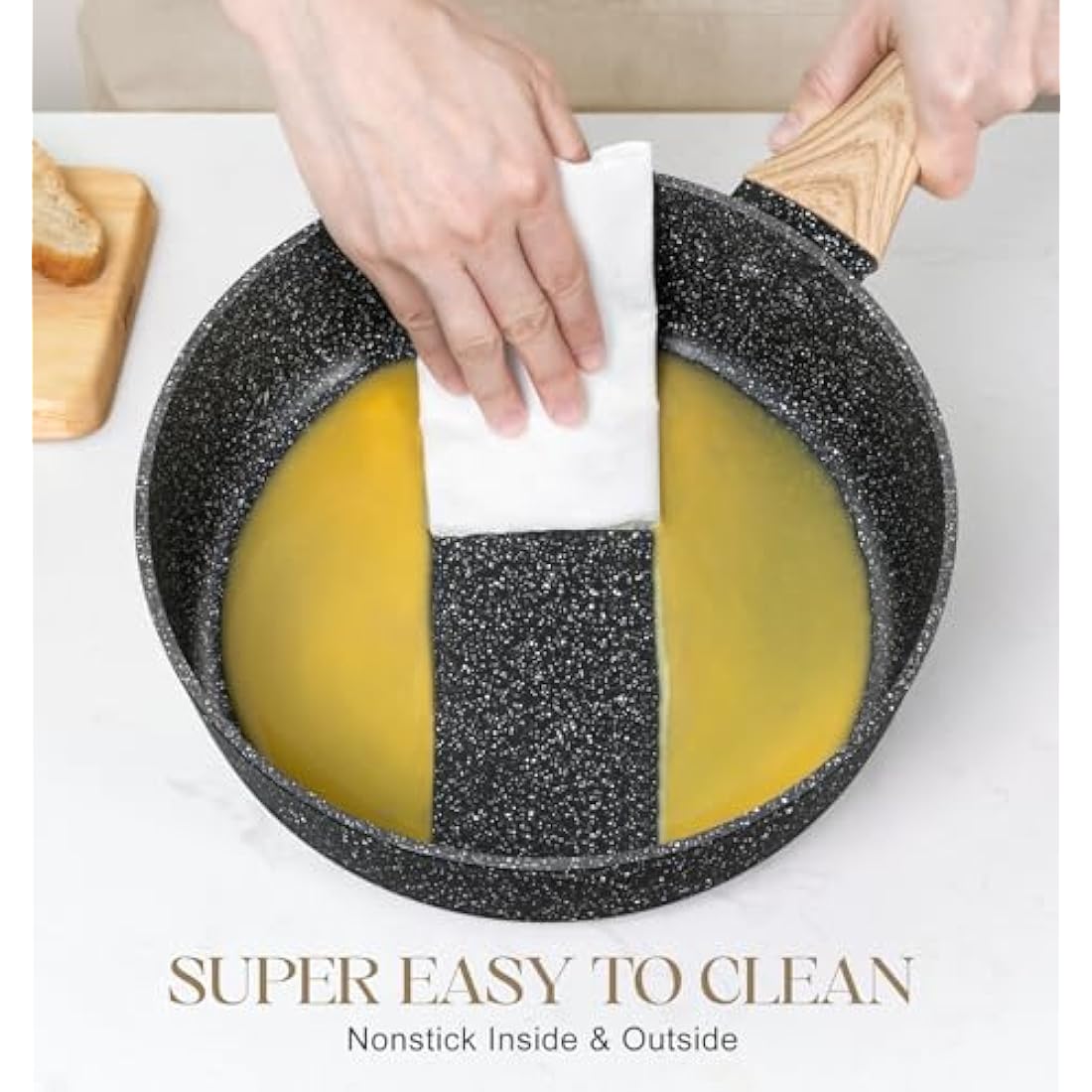 MICHELANGELO Deep Frying Pan 28cm, Non Stick Saute Pan 28 cm, Fry Pan with Lid with Soft Bakelite Handle, Sautepan with Lid, Deep Frying Pans for Induction Hob, Black
