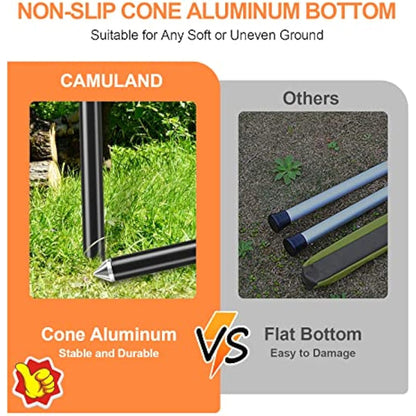 CAMULAND Tent Poles, Heavy Duty Tarp Poles Canopy Poles Aluminum Tent Poles with Non-Slip Cone Bottom, Adjustable Telescoping Tarp Poles