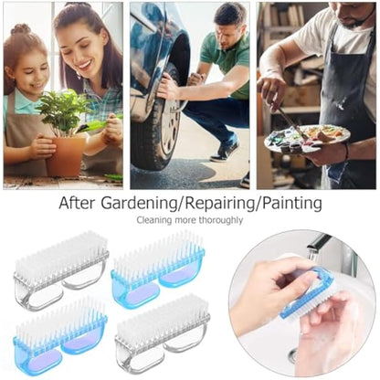 Larbois 4 Pcs Plastic Handle Scrubbing Brush - Eco Friendly Fingernail Brush with Soft Bristles for Hand, Toes, Nail, Home, Garden, Salon Use