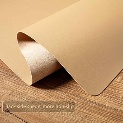 DOBAOJIA Mouse Pad Extended Mouse Mat X-Large Desk Pad Large Desk Blotter Writing Pad for Laptop/Office/Home, PU Leather Waterproof +Suede Non-Slip 31.5'' X 15.7'' (Khaki)
