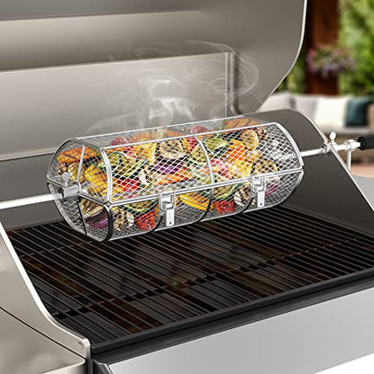 Onlyfire BRK-6039 Stainless Steel Universal Rotisserie Grill Peanut Beans French Fries Basket Fits for Any Gas Grill