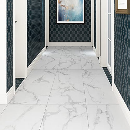 Livelynine Vinyl Flooring Adhesive Floor Tiles Grey White Marble Self Adhesive Floor Tiles Peel and Stick Floor Tiles 30x30cm Vinyl Floor Tiles for Bathroom Kitchen Hallway Bedroom Living Room, 4pcs