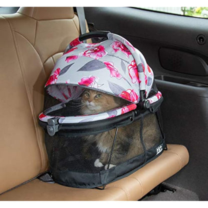 Pet Gear PG1040NZFL View 360 Pet Carrier & Car Seat for Small Dogs & Cats with Mesh Ventilation for Easy Viewing, Floral